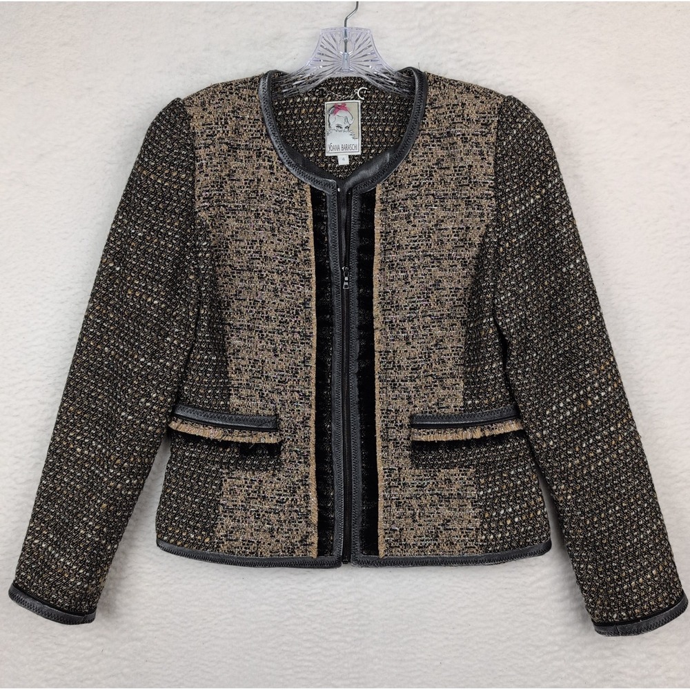Yoana Baraschi Tailored Tweed Blazer Jacket Women's 4 Alpaca Wool Blend USA Made